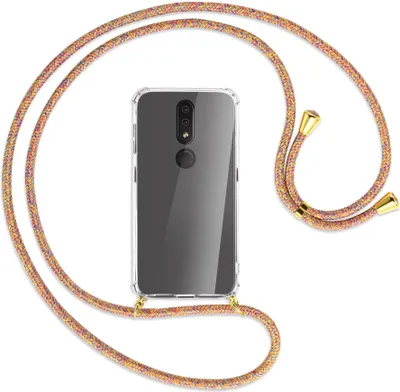 Produktbild von Handykette Backcover-Schutzhülle mit Band (Metall goldfarben) für Nokia 4.2 - Rainbow