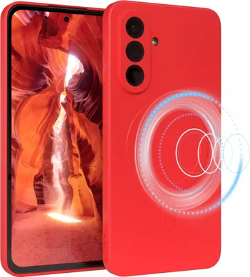 Produktbild von EAZY CASE - Silikonhülle magnetisch für Samsung Galaxy A36, Hülle Silikon, weich stoßfeste Magnet Handyhülle, Schutzhülle mit Kameraschutz, TPU Bumper in Rot