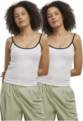 Obrázok produktu pre Urban Classics Top Damen Dámsky kontrastný základný top 2er Pack weiß/schwarz L