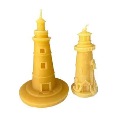 Produktbild von Bienenwachskerze Leuchtturm 2er Set 11 und 10 cm – zwei Bauformen reines Bienenwachs
