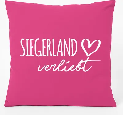 Produktbild von Huuraa Kissen Siegerland verliebt 40x40cm mit Füllung Fuchsia Baumwolle Dekokissen Geschenkidee