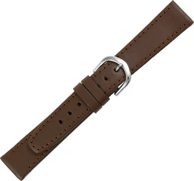 Produktbild von Minott > Uhrenarmband braun Kalbsleder > rembordiert Ton in Ton Naht, Stegbreite:18mm, Schließe:Silbern