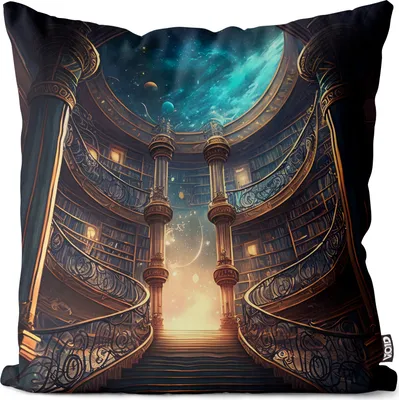 Produktbild von VOID Bibliothek Fantasy Universum Kissenbezug Kissenhülle Polyester wasserfest Outdoor Indoor