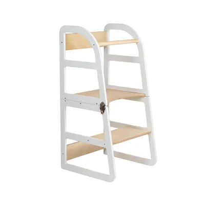 Image de leg&go Tour de Cuisine Transformable en bois, Tour d’apprentissage 2 en 1, Blanche