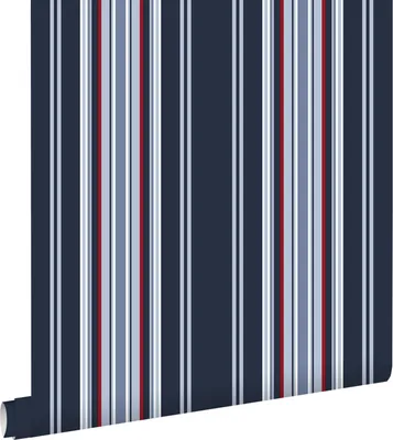 Produktbild von ESTAhome Tapete Streifen Marineblau und Rot 53 cm x 10.05 m