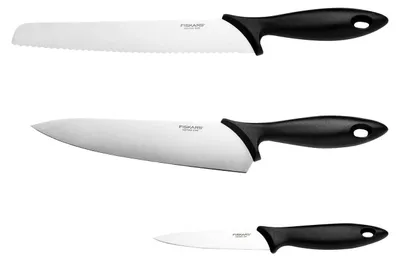 Produktbild von Fiskars Starter-Set, 3-teiliges Messer-Set, Kochmesser, Brotmesser