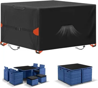 Produktbild von Famanu Gartenmöbelhülle Wasserdicht - Patio Möbelset Abdeckung 420D - Mit Belüftungsöffnung - Anti-UV - 125x63x74cm