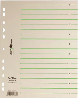 Produktbild von Trennblätter A4 2-farbig mit Perforation 100 Stück grün Packung mit 10 Stück