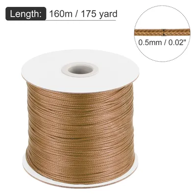 Produktbild von Gewachster Faden 0,5 mm gewachster Polyesterfaden 160 m Wachsschnur fš¹r Armbandherstellung, Halsketten, Perlen, Schmuckherstellung und DIY-Handwerk (Hellbraun)