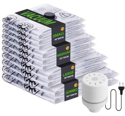 Vakuumbeutel 10er-Set mit Pumpe, 4 Größen, wiederverwendbar