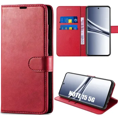 Image de Coque pour Xiaomi Redmi Note 15 5G/4G, Protection Anti-Rayures Antichoc Synthécuir - Rouge