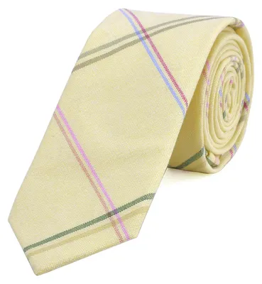 Produktbild von DonDon Herren Krawatte 6 cm gestreift Baumwolle pastell-gelb