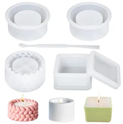 Produktbild von 4-teiliges Silikonform-Set für Kerzenhalter, Silikon-Gussformen für Kerzen, DIY-Silikonformen für Kerzenhalter aus Beton/Gips/Epoxidharz, wiederverwendbare Kerzenformen