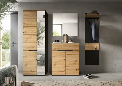 Produktbild von Garderoben-Set >Canu< in Basalt Grau / Artisan - 220x190x37cm (BxHxT)