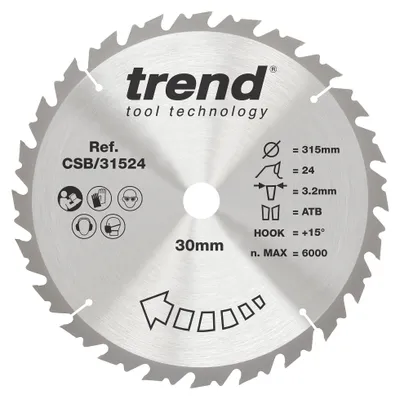 TCT-Sägeblatt 315 mm, 24 Zähne, 30 mm Bohrung