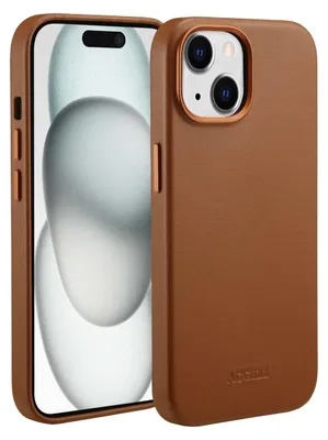 Obrázek produktu pro Kožený zadní kryt Accezz MagSafe pro iPhone 15 – hnědá barva Sienna