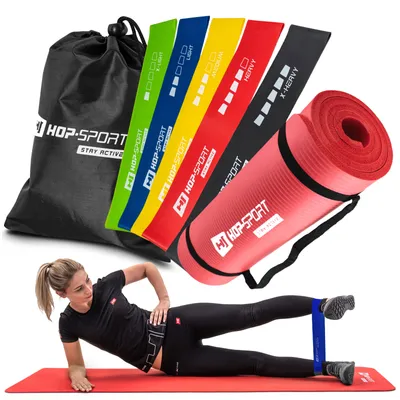Produktbild von Hop-Sport  Fitness-Set Gymnastikmatte 1,0cm + Fitnessbänder 600x50mm