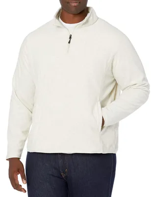 Productafbeelding van A. Essentials heren winterjas van polarfleece met een rits tot halverwege en een capuchon
