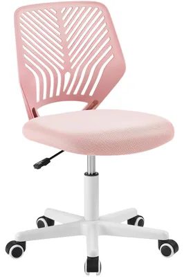 Image de Chaise de bureau Yaheetech sans accoudoirs, ergonomique, couleur rose clair