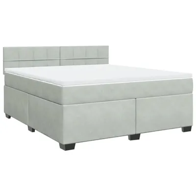 Produktbild von Boxspringbett mit Matratze Hellgrau 180x200 cm Samt