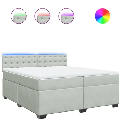 Produktbild von Boxspringbett mit Matratze Hellgrau 200x200 cm Samt