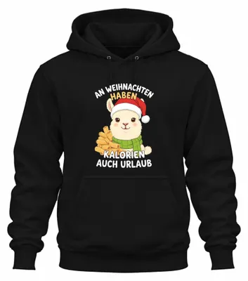 Immagine prodotto di Natale calorie vacanze alpaca divertente regalo unisex felpa con cappuccio, nero, XXL