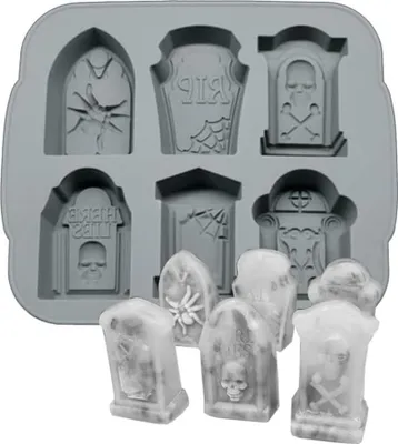 Produktbild von Grabstein Silikonform, Halloween Silikonform, 3D Halloween Grabstein Silikonform, für Süßigkeiten, Schokolade, Gelee, Eiswürfel