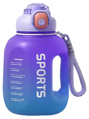 Produktbild von Trinkflasche mit Trinkzeitanzeige, Strohhalm und Klappdeckel, Sport und Büro, Auslaufsicher, Spülmaschinenfest,Lila 1700ml