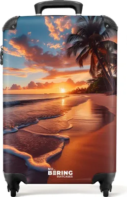 Produktbild von NoBoringSuitcases.com® Koffer Handgepäck Trolley Rollkoffer Kleine Reisekoffer mit 4 Rollen - Strand bei Sonnenuntergang - Cabin Size < 55x40x23 cm & 55x40x20 cm - Fotokoffer - Kabinenkoffer - BoardgepäckHandgepäck Koffer 55x35x20 cm, 36L,