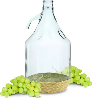 Obrázok produktu pre Balón na víno 5 l zo skla Fermentačný balón Balón z ratanu Sklenený balón BROWIN DAMA 5 L TRAWA