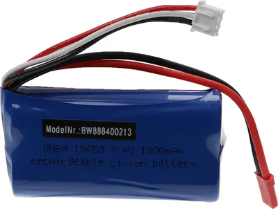 Produktbild von vhbw Akku für Modellbau z.B. Racing Car, Helikopter, Flugzeug (1300mAh, 7,4V, Li-Ion, 70 x 37 x 19 mm, BEC)