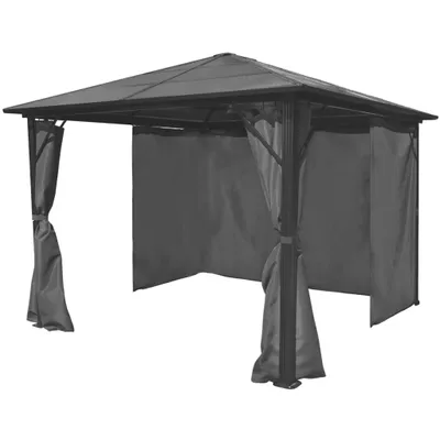 Image de vidaXL Pavillon avec rideaux Anthracite Aluminium 300 x 300 cm