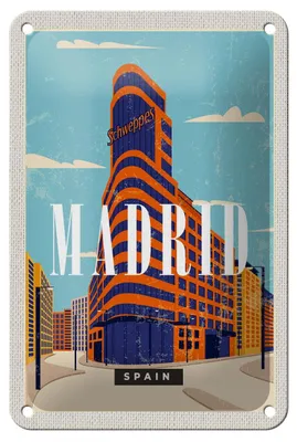 Produktbild von Blechschild Reise 12x18cm Madrid Spain Reiseziel Dekoration