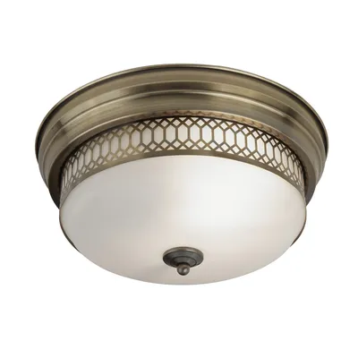 Immagine prodotto di Plafoniera Contemporanea Edimburgo Acciaio Ottone Vetro Bianco 2 Luci E27