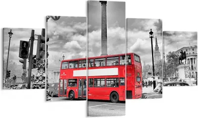 Produktbild von Bild auf Leinwand - Leinwandbild - Trafalgar Platz Taxi London - 125x70cm - Wand Bild - Wanddeko - Leinwanddruck - Bilder - Kunstdruck - Wanddekoration - Leinwand bilder - Wandkunst - EA125x70-0488