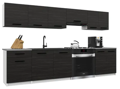 Immagine prodotto di Belini - Angolo cottura moderno ITALIA 2 - Mobili da cucina 240 cm in ebano - Cucina componibile con pensili, mobili base e piani di lavoro
