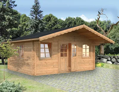 Produktbild von Gartenhaus Palmako Helena 18,6 m² inkl. Fußboden und Vordach 608 x 554 cm tauchgrundiert braun
