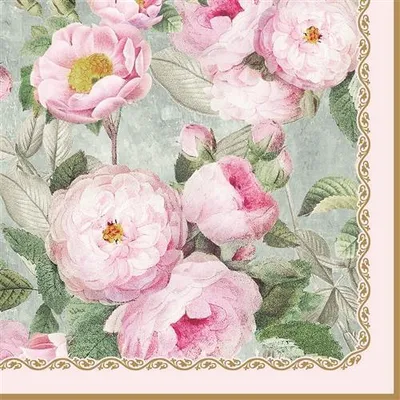 Produktbild von 20 Servietten Roses in Bloom - Rosa Rosen in Blüte 33x33cm