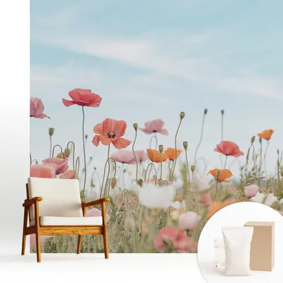 Produktbild von Fototapete  - 250x250 cm - Tapete - Wandtapete - Wandbilder - Dekofolie - Tapete Folie - Wand - Dekoration - Wohnzimmer - Mohnblumen