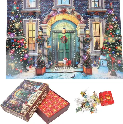 Produktbild von Adventskalender Puzzle 2024 Teile - Aftellen bis Weihnachten - 24 Boxen - Weihnachtsrätsel für Erwachsene und Kinder - Ideales Geschenk!