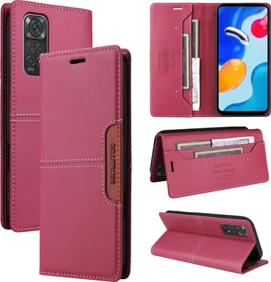 Obrázek produktu pro Pouzdro pro Xiaomi Redmi Note 11s/Note 11 4G/Note 12s, kožené flipové peněženkové pouzdro s přihrádkou na karty a stojánkem Červený