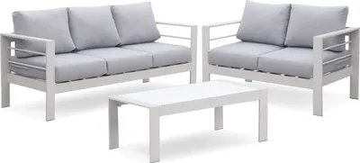 Produktbild von MeXo Gartenmöbelset, Loungeset Aluminium für 4-5 Personen mit Kissen & Couchtisch Indoor Outdoor Balkon Garten Terrasse (Sitzgruppe, Aluminiumrahmen)