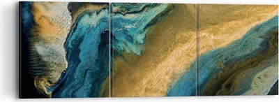 Produktbild von Bild auf Leinwand - Leinwandbild - 3 Teile - Abstraktion verschüttet Gold - 90x30cm - Wand Bild - Wanddeko - Wandbilder - Leinwanddruck - Bilder - Wanddekoration - Leinwand bilder - CA90x30-4431