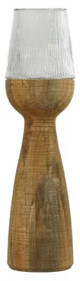 Immagine prodotto di Vaso e lanterna da tavolo "Pomax" in legno di mango, design naturale, diametro 22 cm, altezza 82 cm