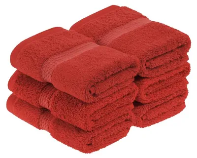 Immagine prodotto di Set di asciugamani di alta qualità, in cotone egiziano, 33 x 33 cm, colore rosso, confezione da 6 pezzi
