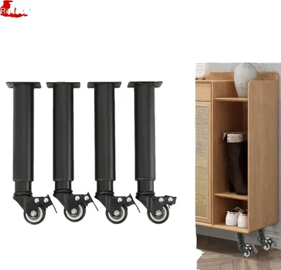 Produktbild von Möbelbeine mit Rollen, unterstützen 150 kg, höhenverstellbar, universelle Drehrollen, 360° Drehung, langlebige Materialien