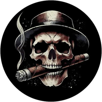 Produktbild von Totenkopf mit Zigarre Magnet rund rund