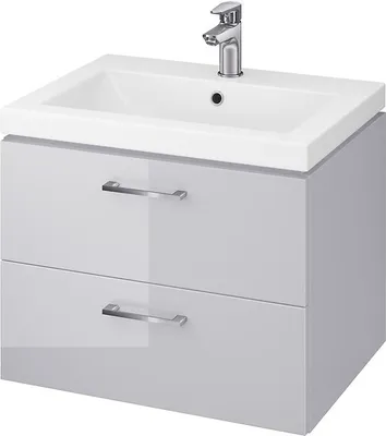 Produktbild von BADLAND Badmöbel Set Badezimmerschrank mit Keramikwaschbecken, 2-Schubladen LARA COMO 60 Grau