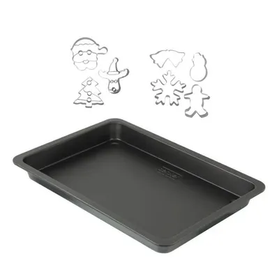 Produktbild von Backblech und 7 Weihnachtsplätzchenausstecher aus Edelstahl – ZENKER – 42x29 cm