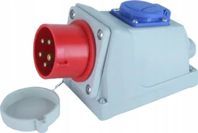 Productafbeelding van Elektromet wandcontactdoos, 32A, 5-polig, 400V, IP44, rood